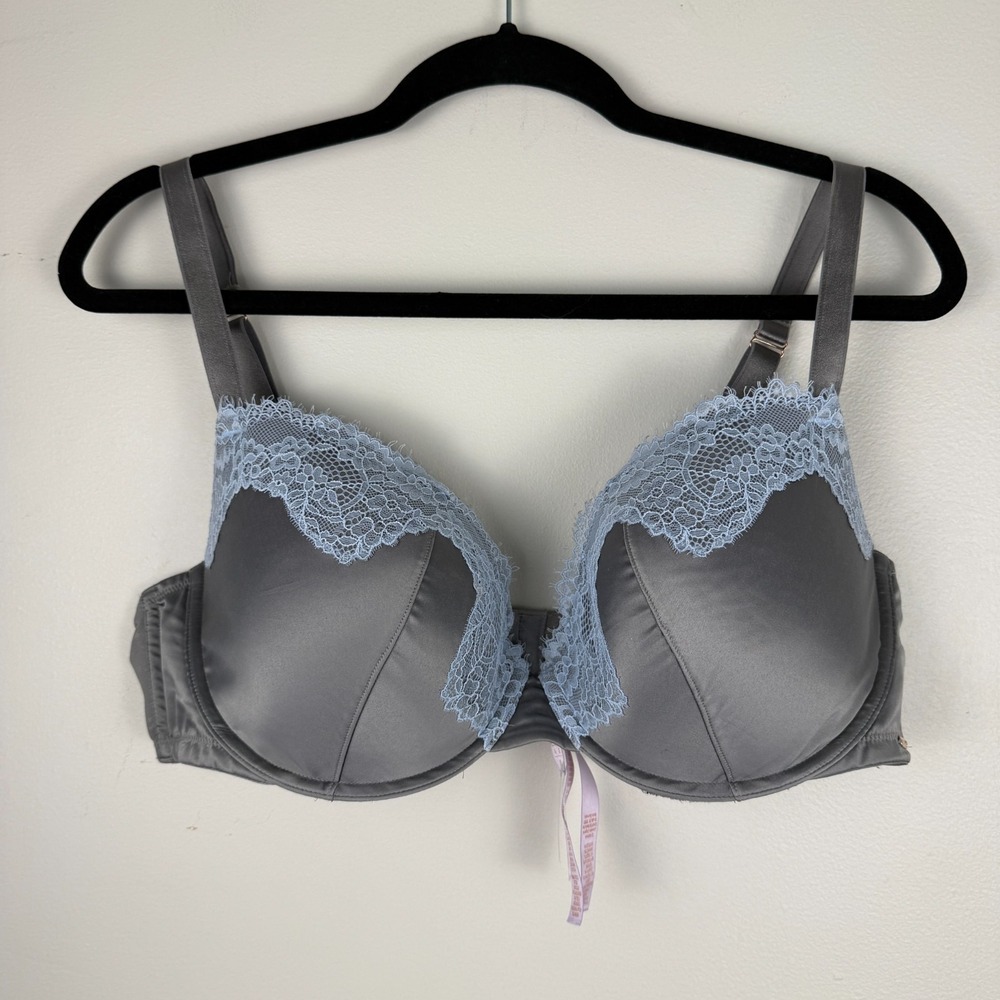 Savage X Fenty Underwire Padded Bra Women's Size 38DDD Gray Adjustable Straps